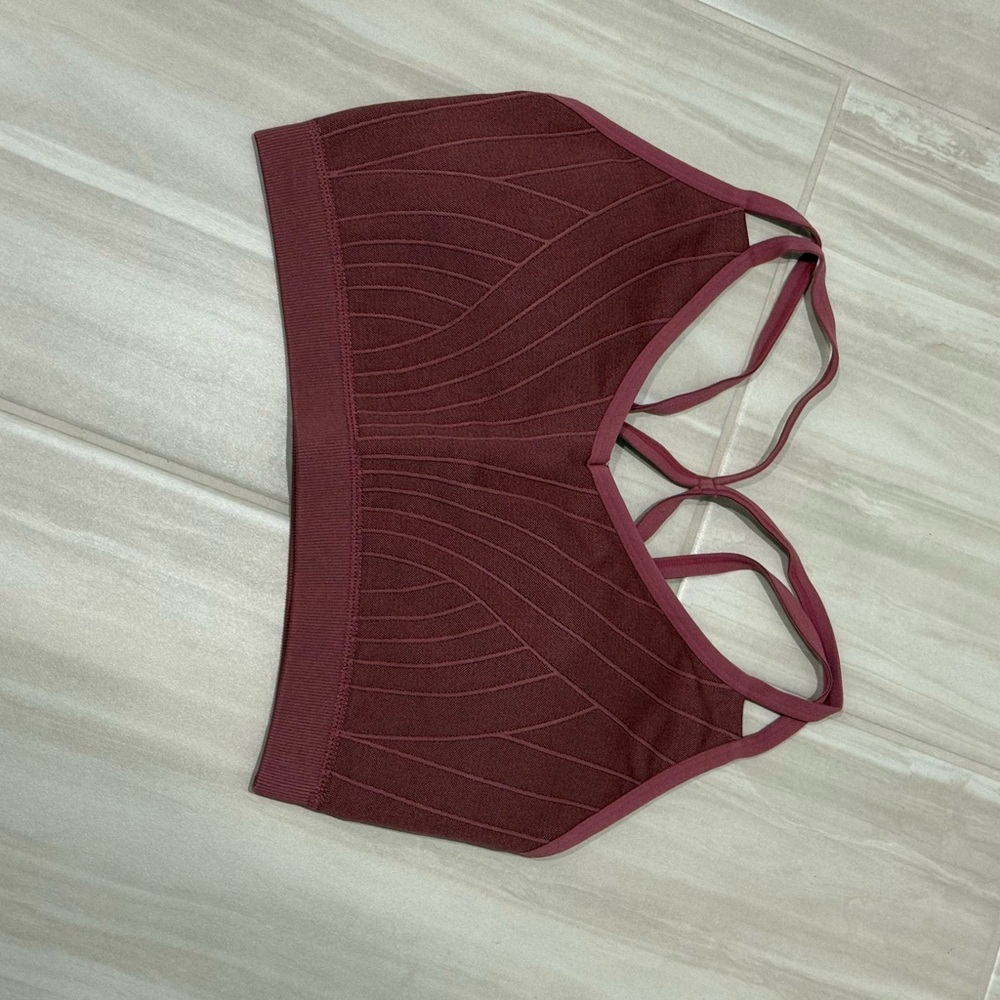 Fabletics Seamless Burgundy Bralette with Strappy Back